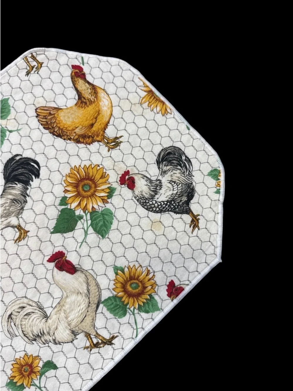 Vintage Sharon Kessler Farmhouse Chicken Sunflower Table Placemats & Napkin Set